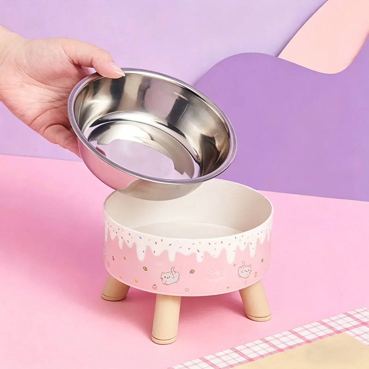 Elevated Cat Bowl Stainless Steel Raised Feeding Dish