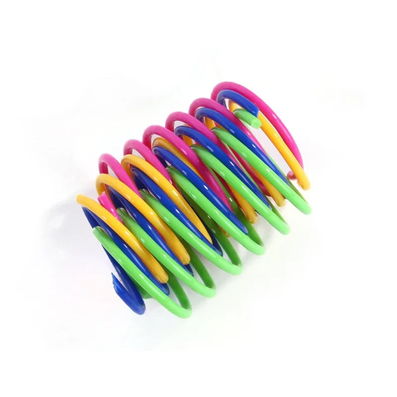 Cat Spring Toy – Colorful Interactive Plastic Cat Toy
