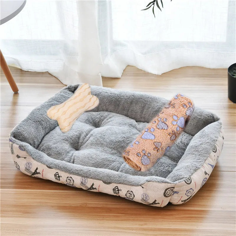 Large Dog Bed – Warm Square Pet Nest for Dogs & Cats