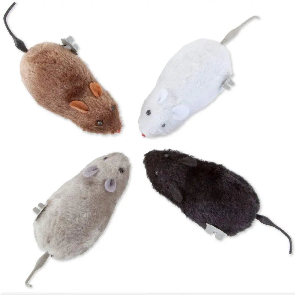 Wind Up Mouse Cat Toy – Lifelike Plush Running Pet Toy
