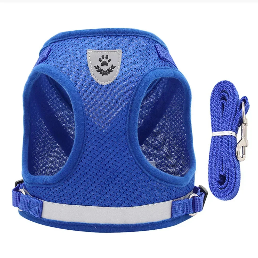 Cat Harness and Leash Set – Adjustable Reflective Mesh Vest