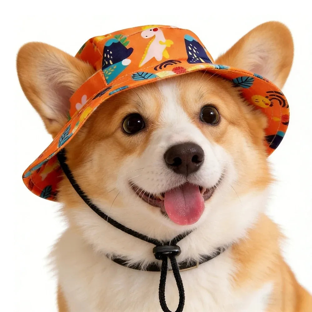 Dog Sun Hat Adjustable Bucket Hat for Summer Outdoor Walks