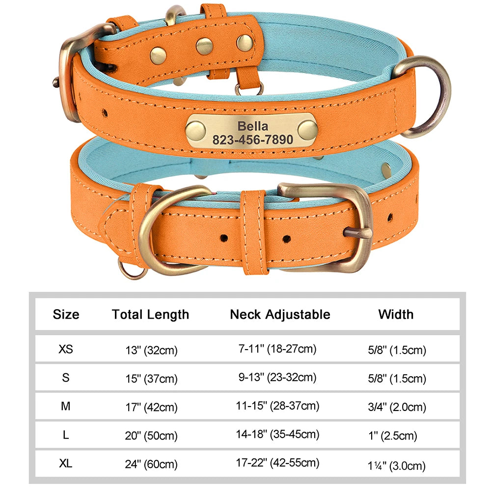 Personalized Dog Collar – Custom Engraved PU Leather ID Tag