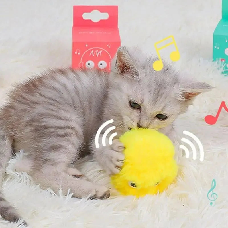 Interactive Cat Ball Toy – Plush Animal Sound Toy