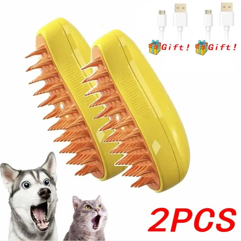 Cat Steam Brush 3-in-1 Pet Grooming Brush for Loose Hair & Tangles