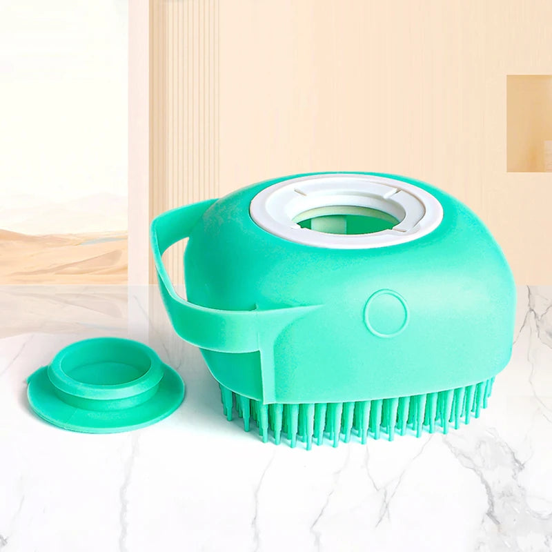 Dog Bathing Brush – Silicone Shampoo Dispenser & Massage Tool