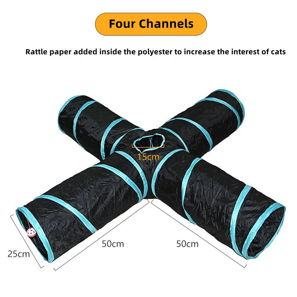 Cat Tunnel Toy – Foldable S-Shape Interactive Tunnel for Indoor Cats