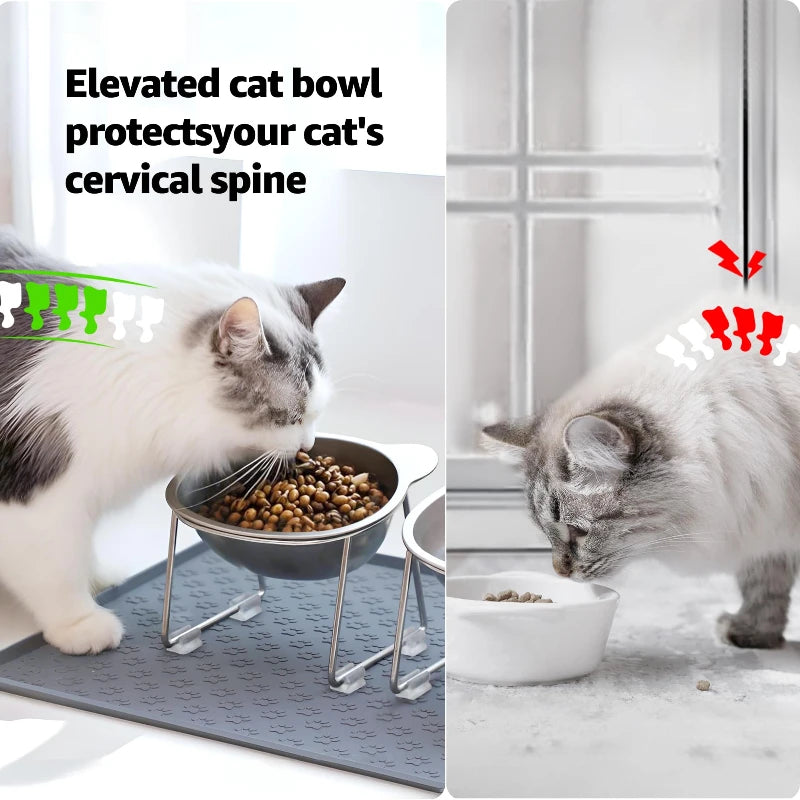 Elevated Cat Bowl – 15° Raised Stainless Steel Feeder