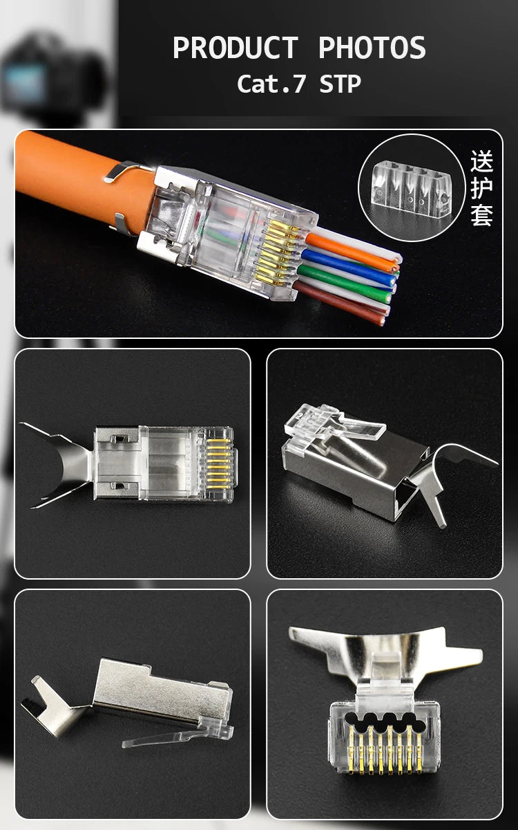 RJ45 Pass-Through Connector – Cat5e/Cat6/Cat7 Modular Plug