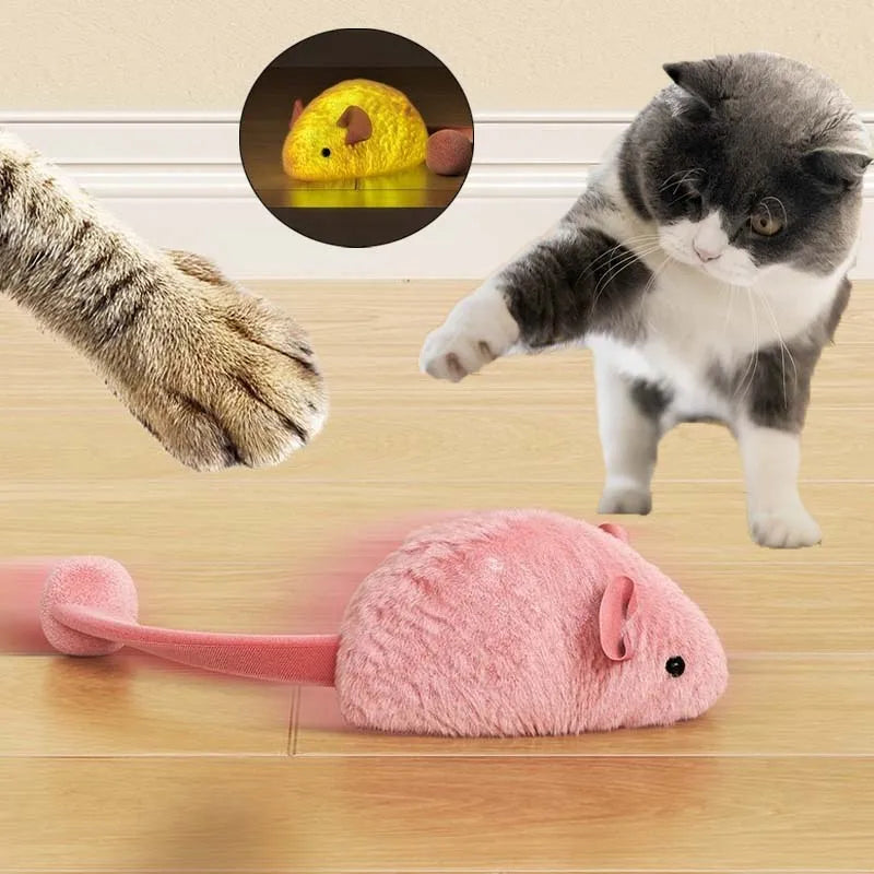 Plush Cat Toy Interactive Squeaky Mouse Toy for Kittens