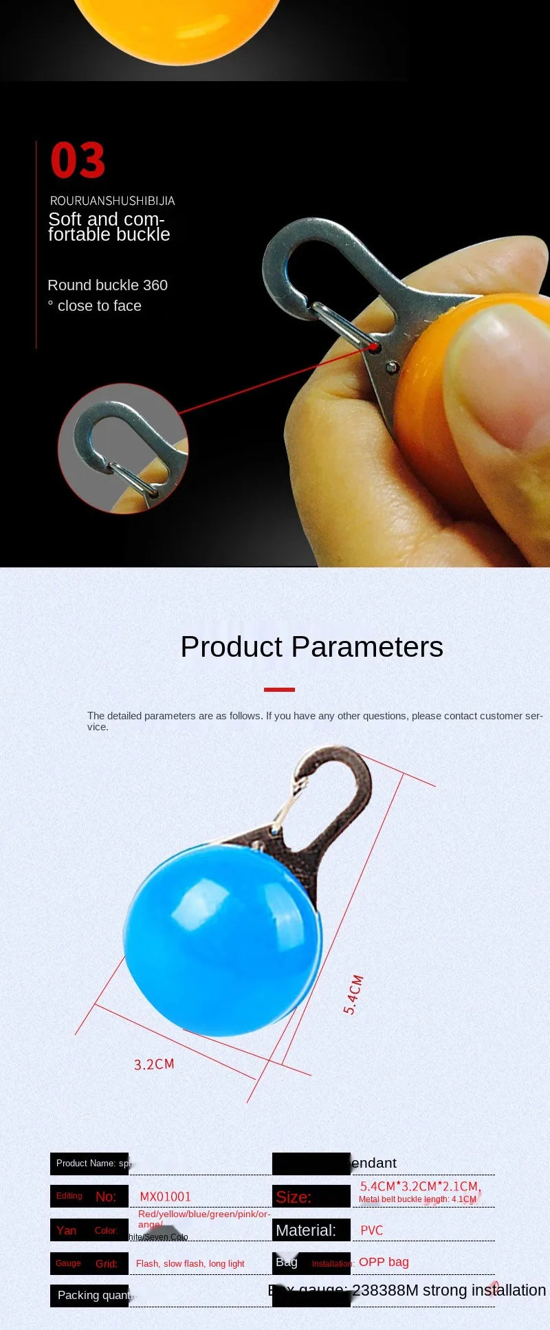LED Dog Collar Light, Glow Pet Safety Pendant for Night Walks