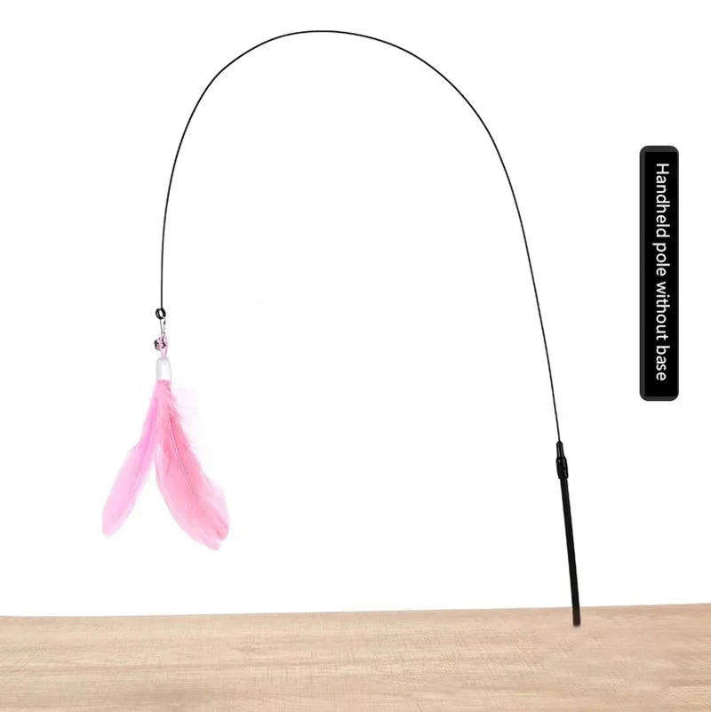 Cat Teaser Wand – Interactive Feather Toy with Bell & Suction Cup