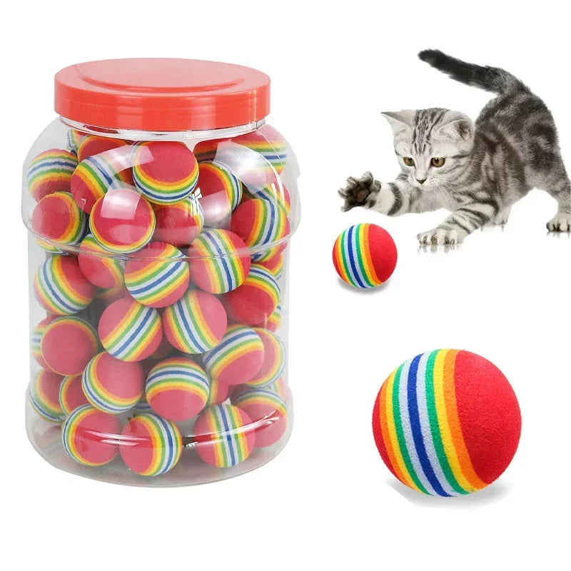 Rainbow Cat Ball Toy – Interactive Rubber Play Ball