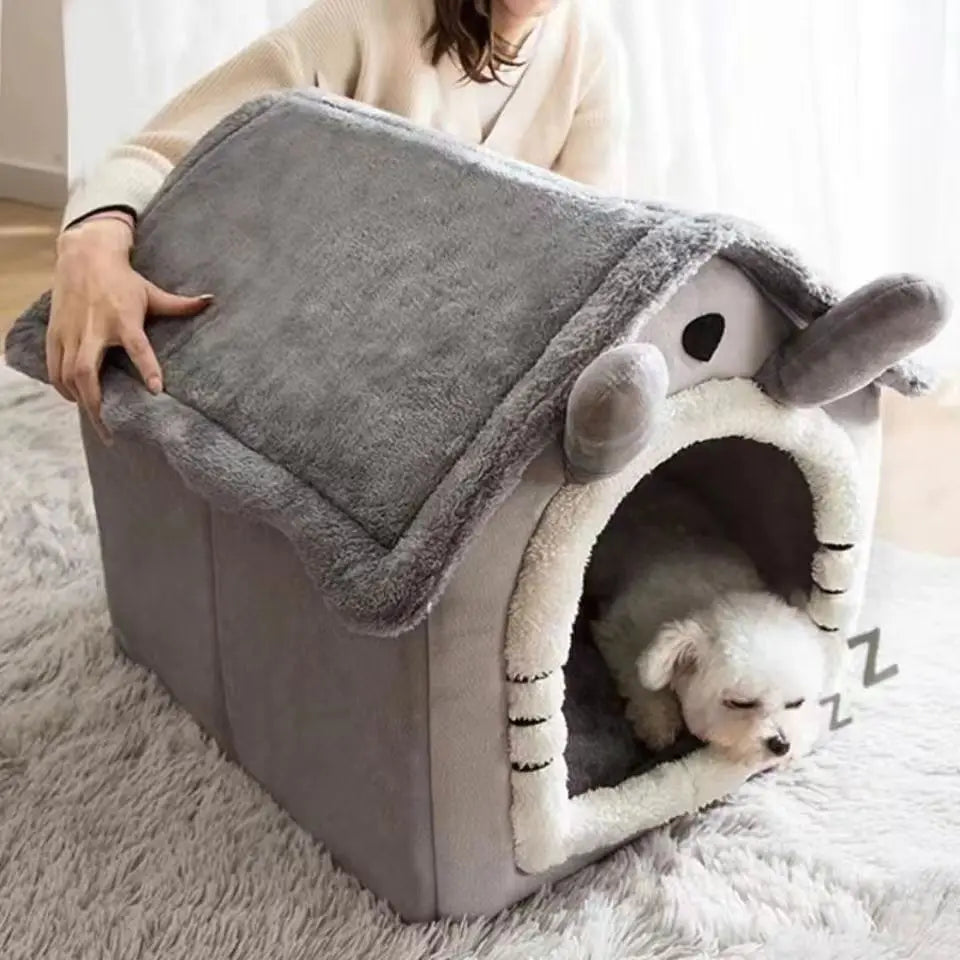 Dog House Bed – Washable Warm Pet Bed for Small Dogs & Cats