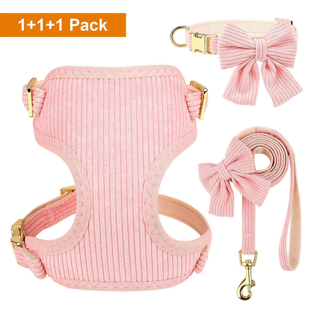 Dog Harness Leash Set, Soft Adjustable Harness & Collar for Small Dogs