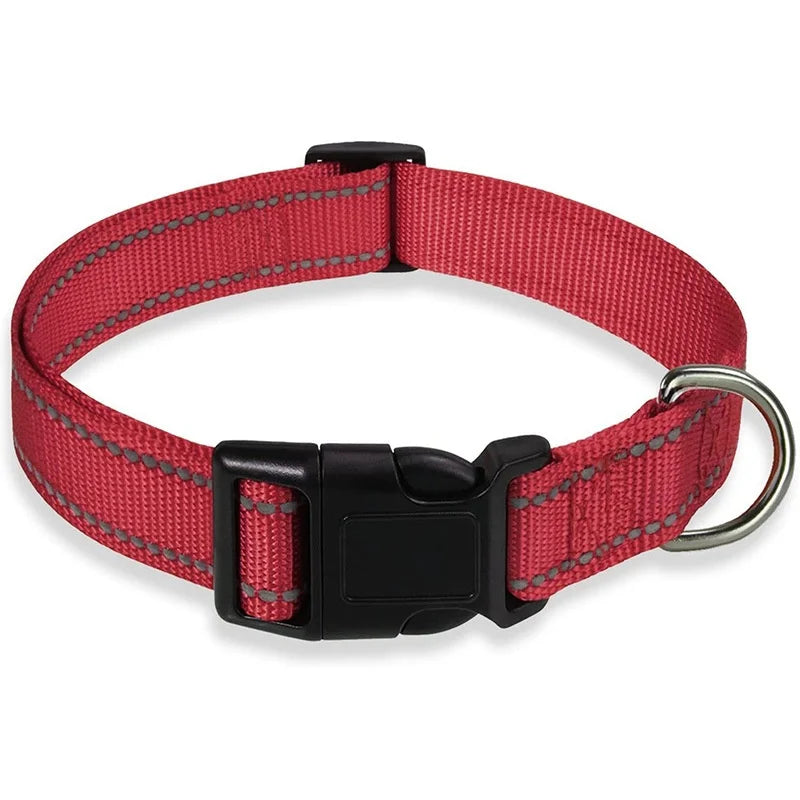 Reflective Dog Collar, Adjustable Nylon Safety Collar for Small & Medium Dogs