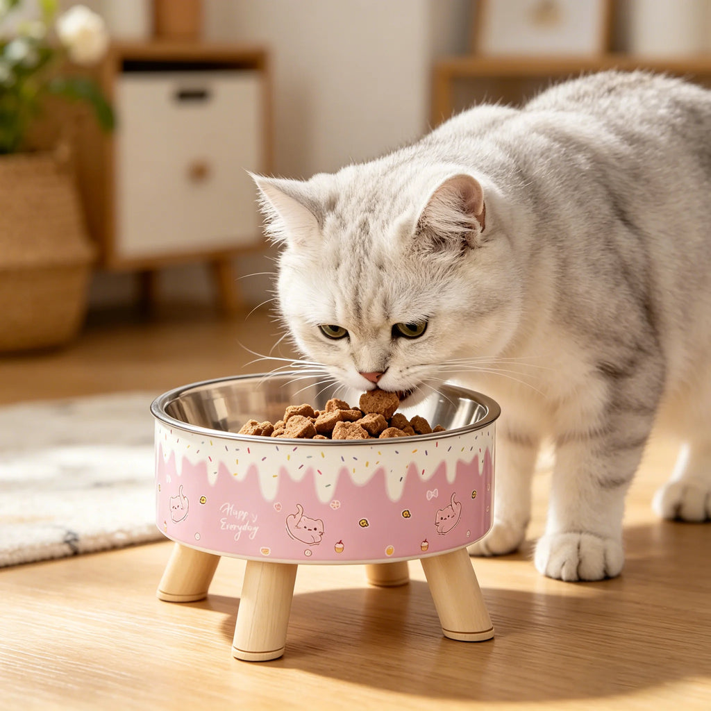 Elevated Cat Bowl Stainless Steel Raised Feeding Dish