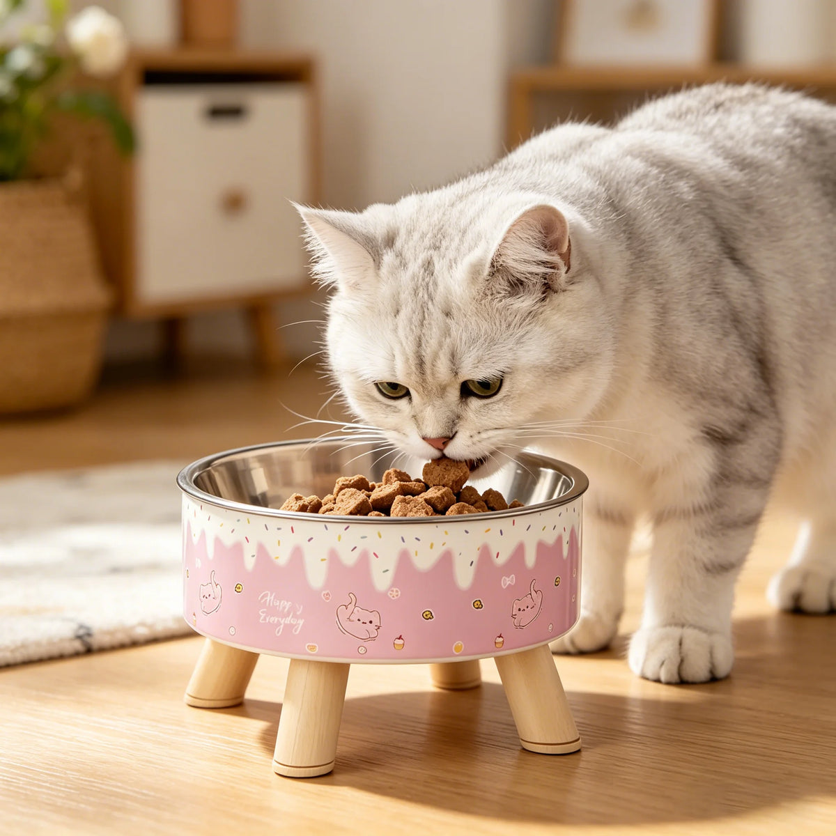 Elevated Cat Bowl Stainless Steel Raised Feeding Dish