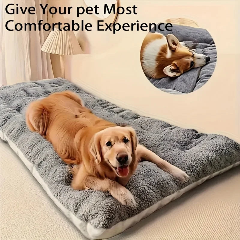 Plush Dog Bed – Oversized Soft Sofa Crate Pad for Cats & Dogs