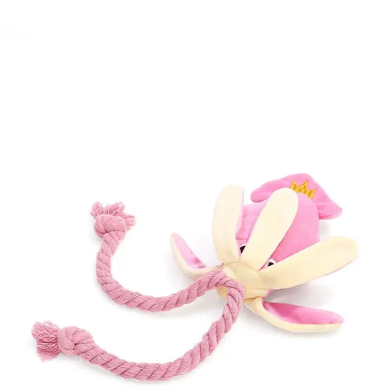 Plush Rope Dog Toy – Squeaky Octopus Tug & Chew Toy