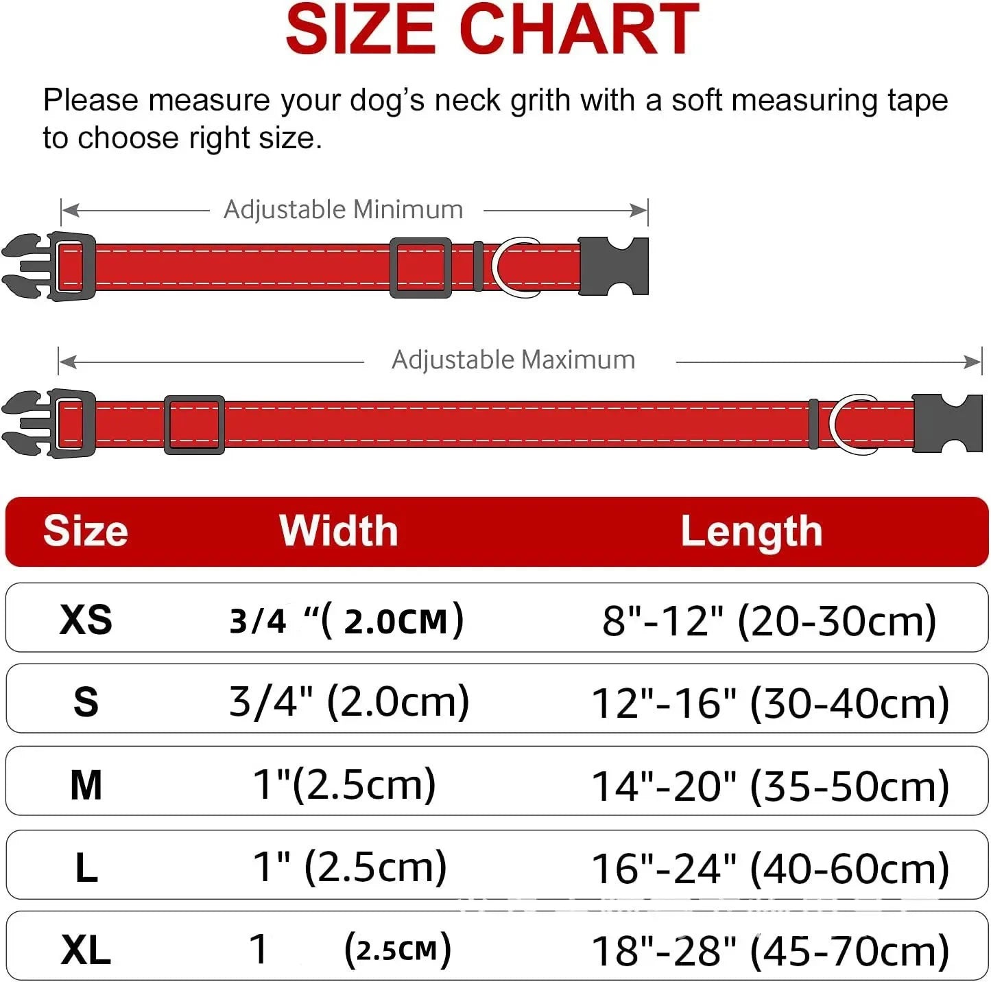 Reflective Dog Collar – Adjustable Nylon Safety Collar with Buckle