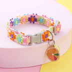 Adjustable Cat Collar with Bell – Colorful Paw Print Kitten Collar