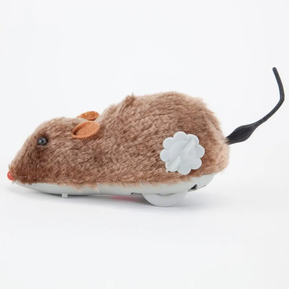 Wind Up Mouse Cat Toy – Lifelike Plush Running Pet Toy