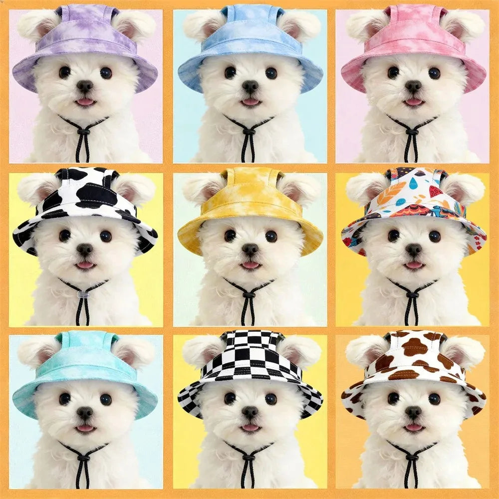 Dog Sun Hat Adjustable Bucket Hat for Summer Outdoor Walks