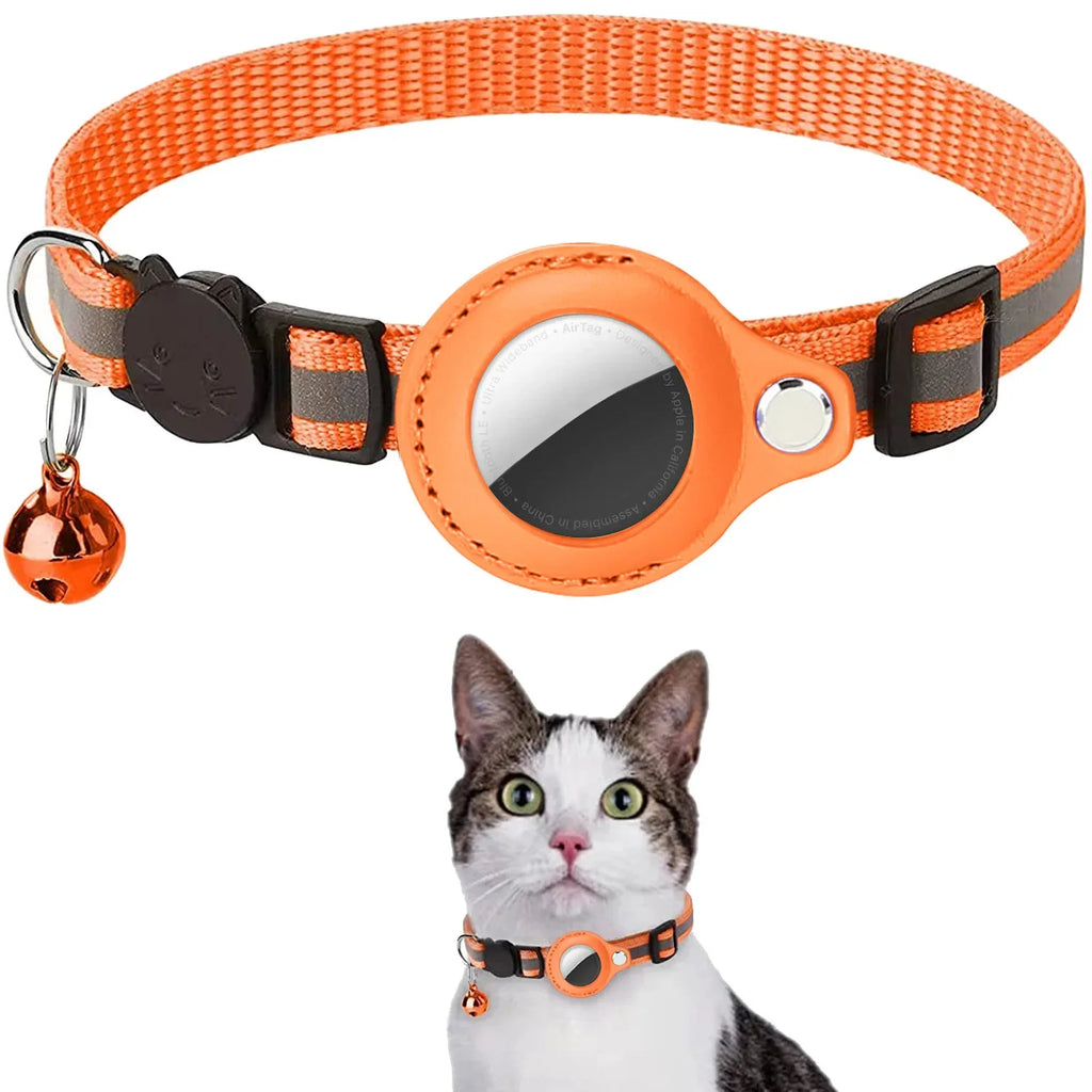 AirTag Cat Collar Adjustable Breakaway Reflective Holder