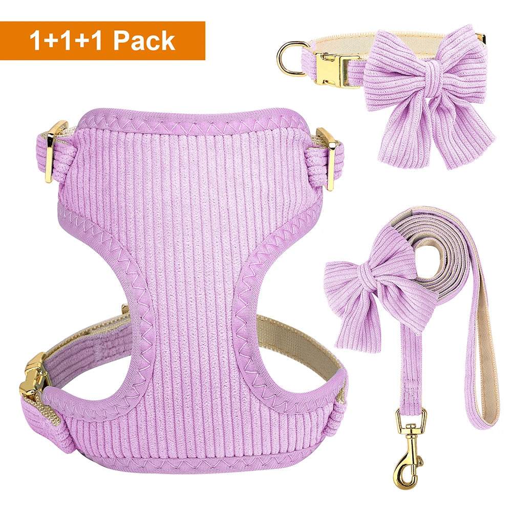 Dog Harness Leash Set, Soft Adjustable Harness & Collar for Small Dogs