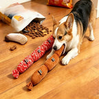 Squeaky Dog Toy – Soft Plush Sausage Chew Toy for Puppies