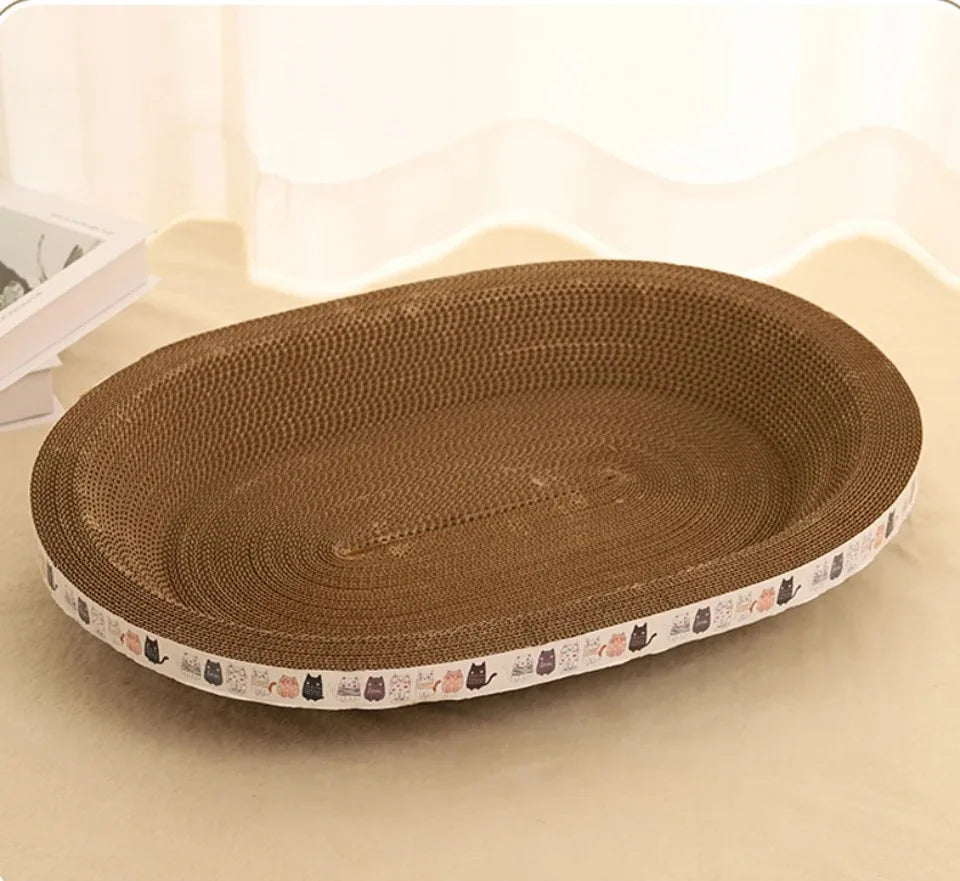 Corrugated Cat Scratching Post with Catnip & Lounge Bed