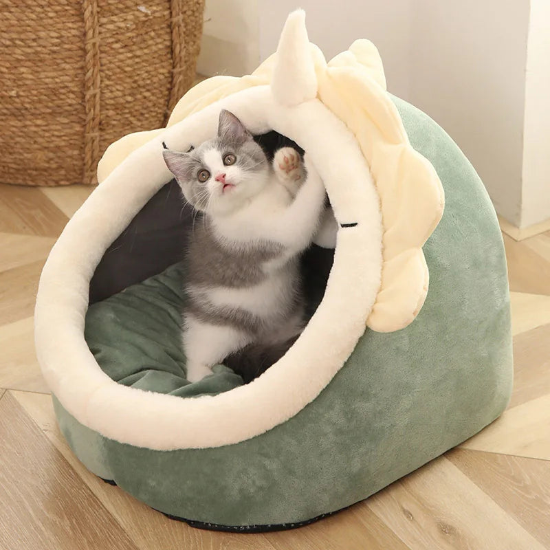 Enclosed Cat Bed, Foldable Washable Sleeping Cave for Small Pets