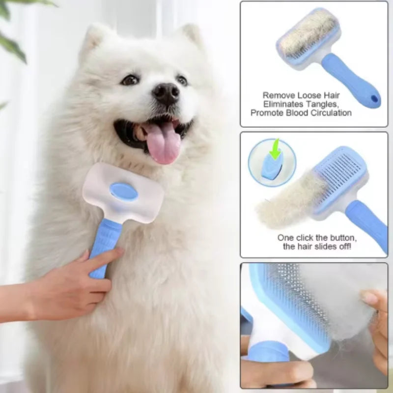 Dog Grooming Brush Self Cleaning Pet Hair Removal Comb
