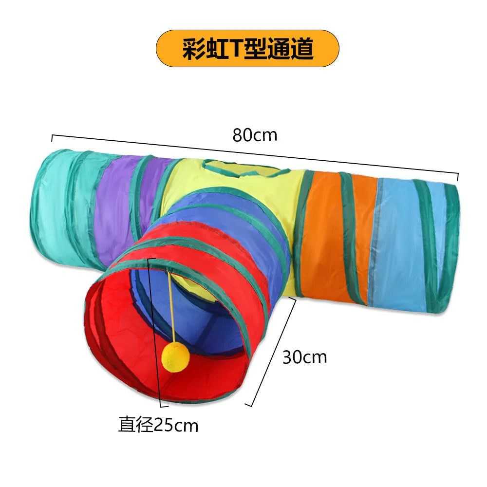 Cat Tunnel Foldable Interactive Play Tunnel for Indoor Cats & Kittens