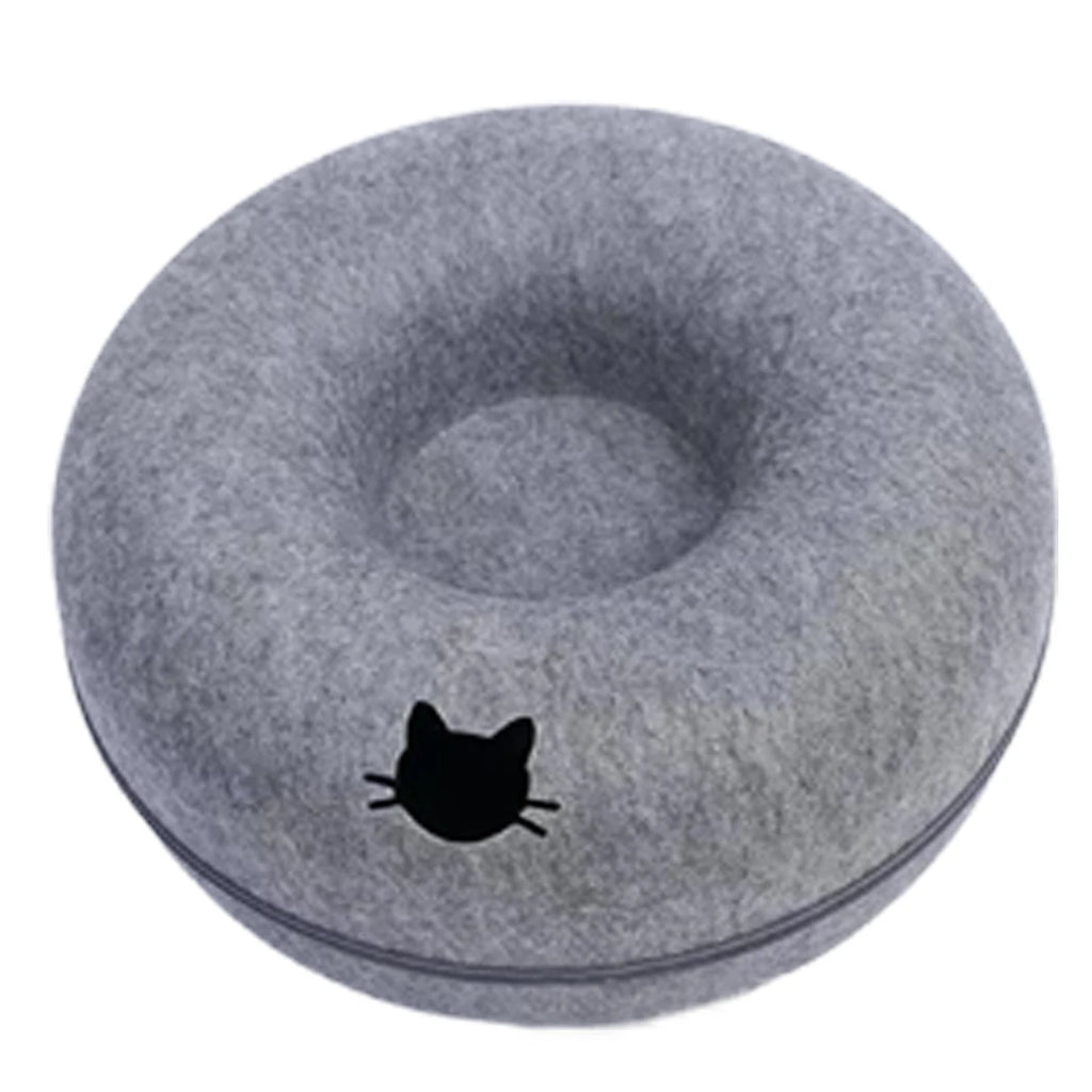 Cat Tunnel Bed – Felt Donut Nest & Sleeping House