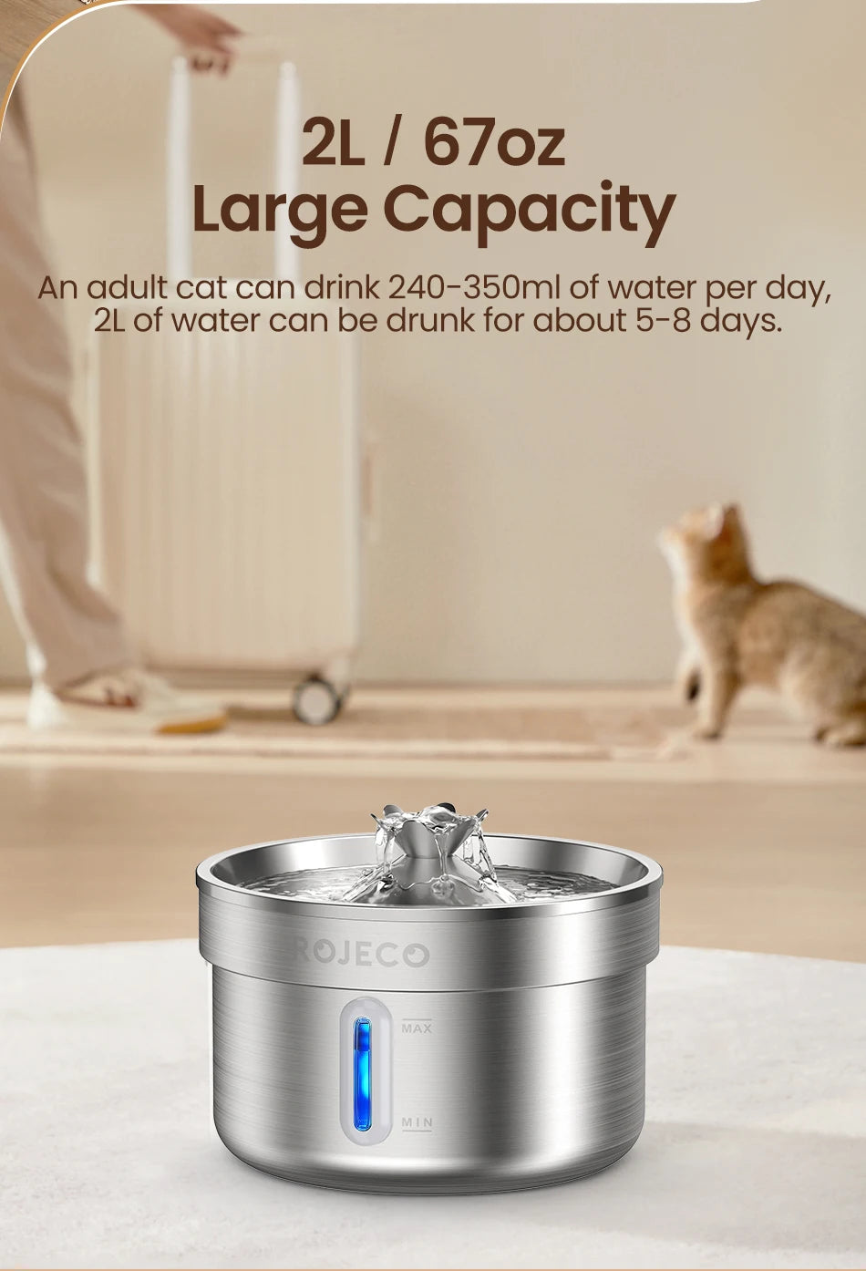 Cat Water Fountain Stainless Steel Automatic Pet Water Dispenser