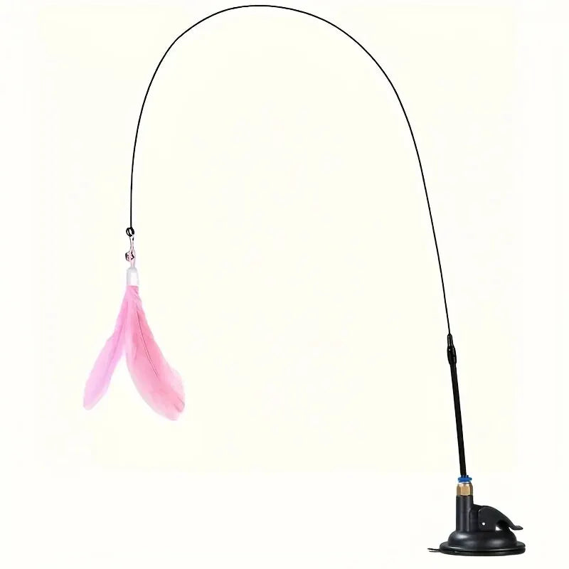Interactive Cat Toy with Bell, Feather Wand & Suction Cup