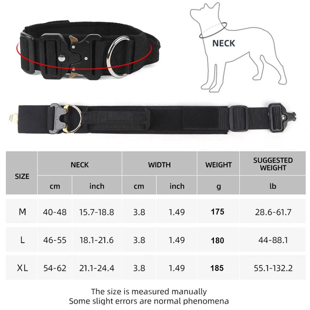 Tactical Dog Collar for Medium & Large Dogs, Padded Adjustable