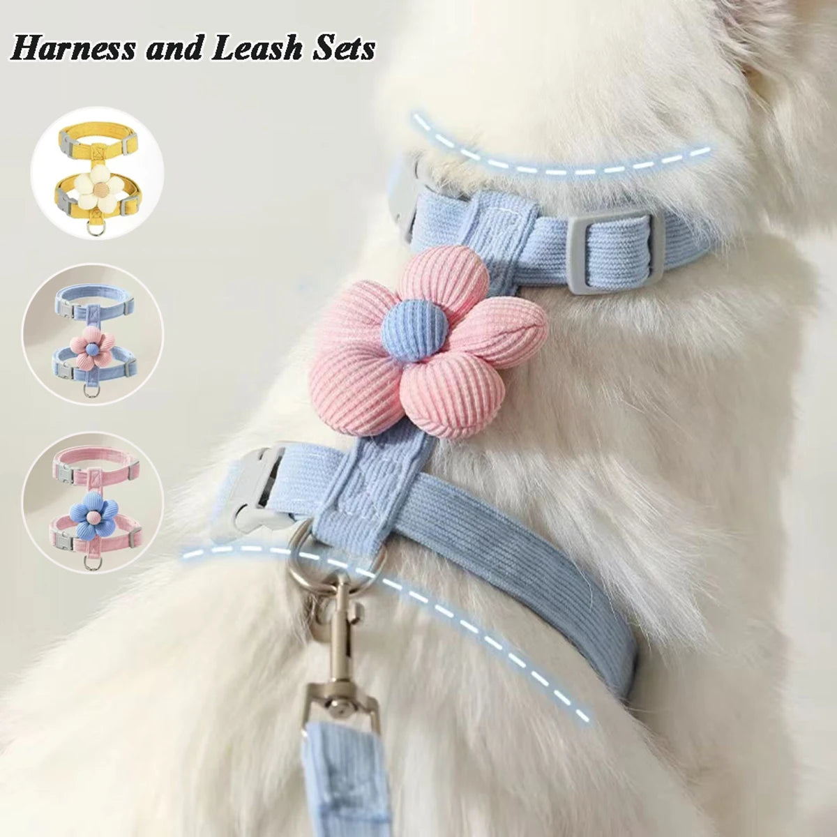 Cat Harness and Leash Set Adjustable Breathable Kitten Harness