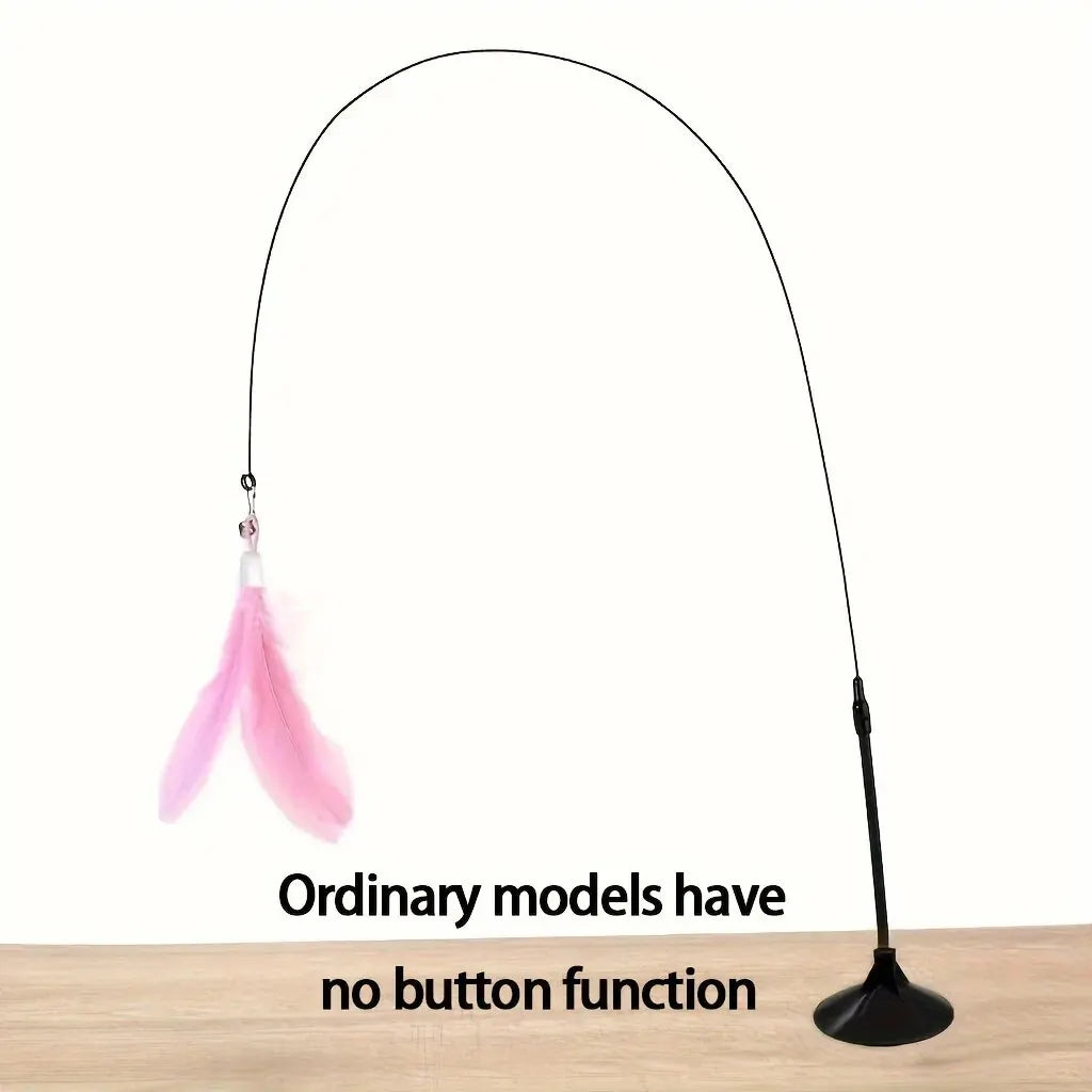 Interactive Cat Toy with Bell, Feather Wand & Suction Cup