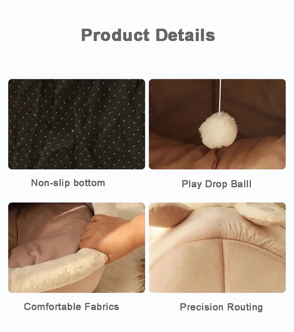 Enclosed Cat Bed, Foldable Washable Sleeping Cave for Small Pets