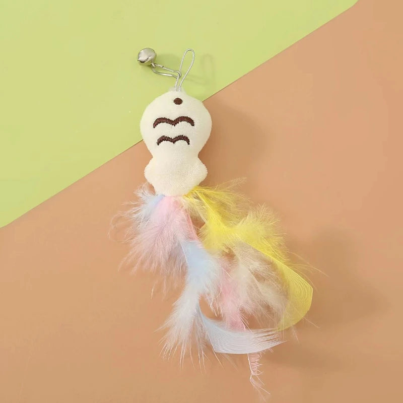 Interactive Cat Toy with Feather Wand & Rotating Base for Indoor Cats