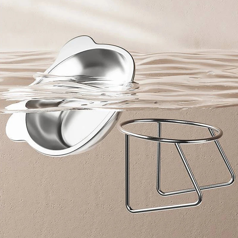 Tilted Cat Bowl – Stainless Steel Food Dish with Metal Stand