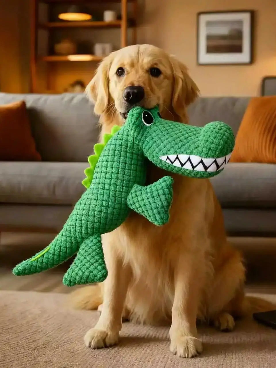 Plush Squeaky Dog Toy – Dinosaur Interactive Chew Toy for Dogs
