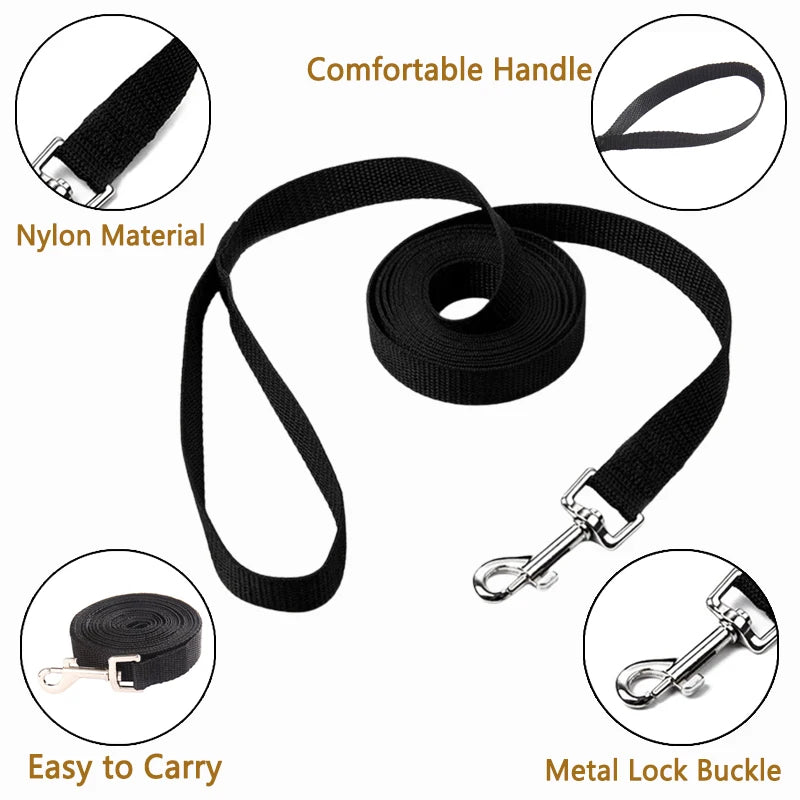 Long Dog Training Leash – Nylon Lead for Outdoor Walking