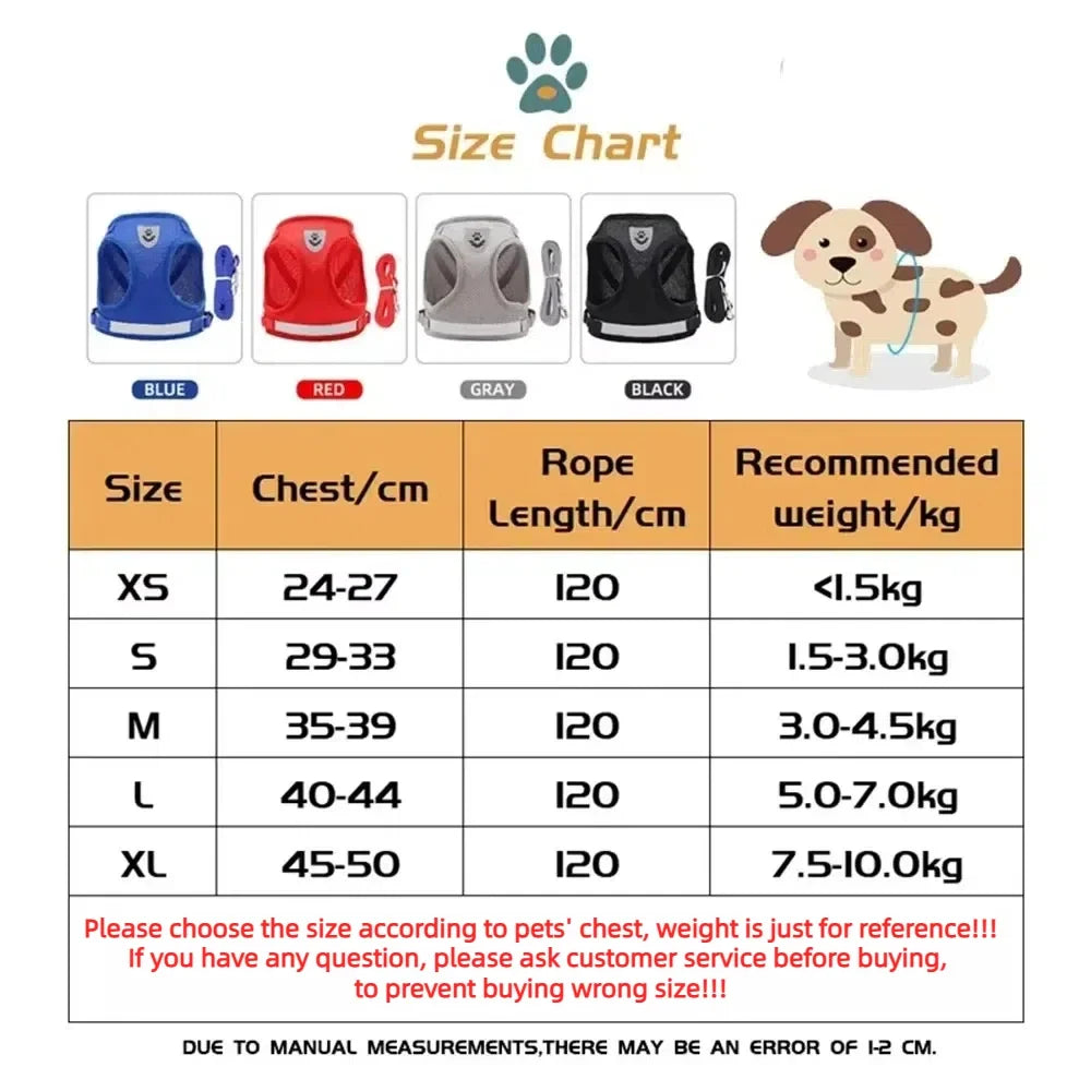 Cat Harness and Leash Set – Adjustable Reflective Mesh Vest