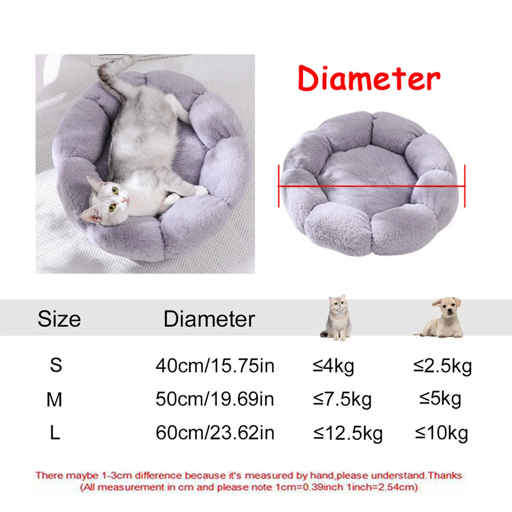 Plush Dog Bed Round Soft Calming Bed for Small Large Dogs & Cats