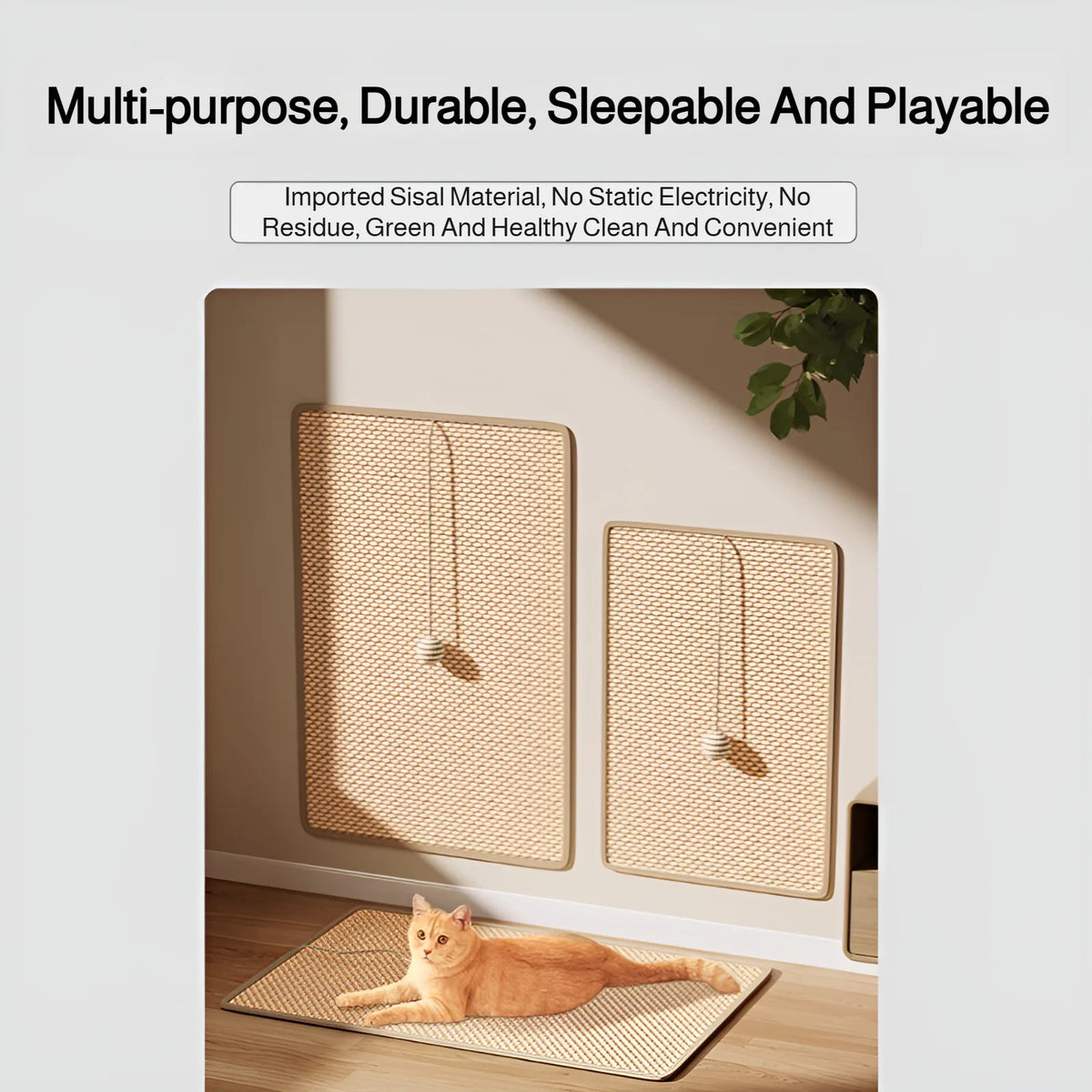 Multi-Function Cat Sisal Scratcher Pad, Sofa Protection Anti-Scratch Mat, No Lint Claw Grinding Pad for Cat Pet Daily Supplies