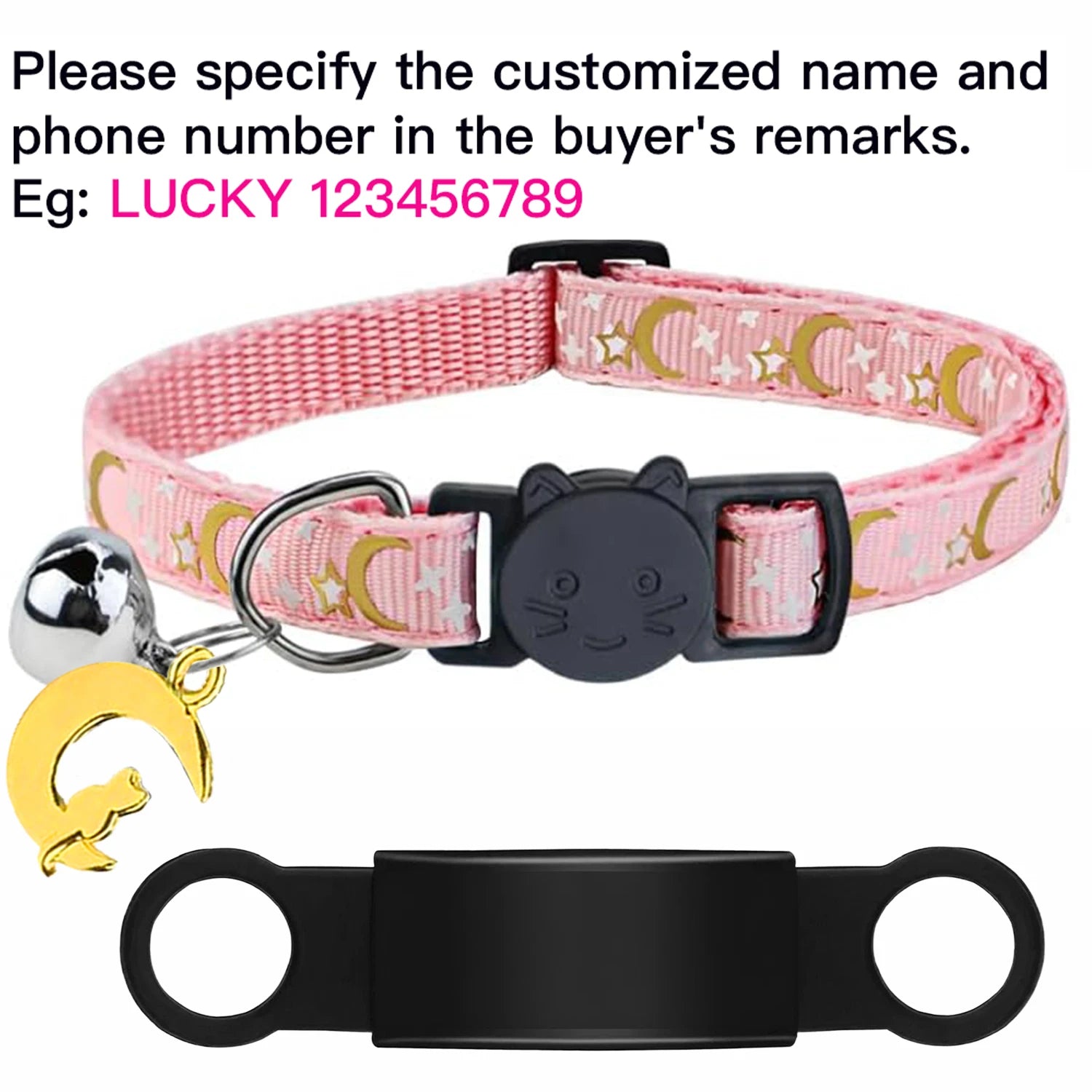 Personalized Cat Collar with Engraved ID Tag, Bell & Glow Design